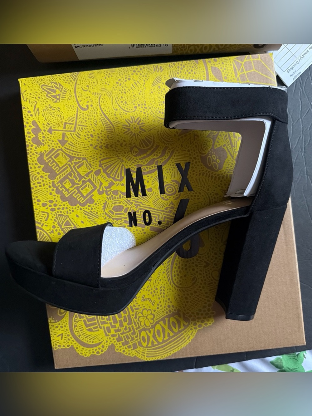 Mix no6 Taci platform Black, Block Heel ankle strap sandal Size 8.5